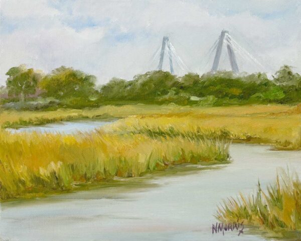 Norma Morris Cable, Ravenel from Shem Creek, 8x10-oil-360