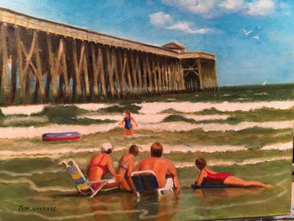 Tim Greaves By The Pier-Oil 16x20 - $1800