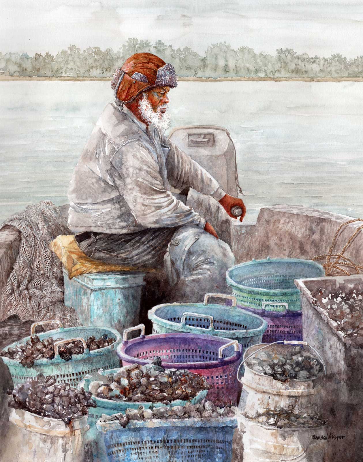 Sandra Roper, Catch of the Day, 16x20 Watercolor, $1350