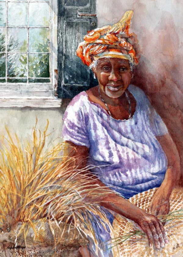 Sweetgrass Basket Maker, Watercolor 16x20 $1350