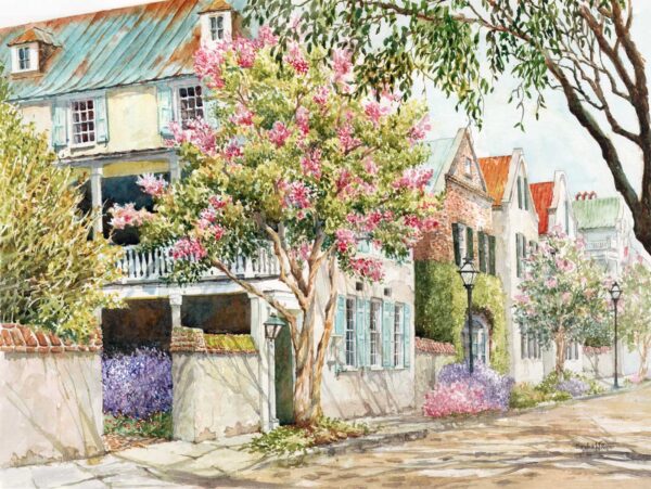 Sunlit Streets of Charleston, Watercolor 22x28 $1500