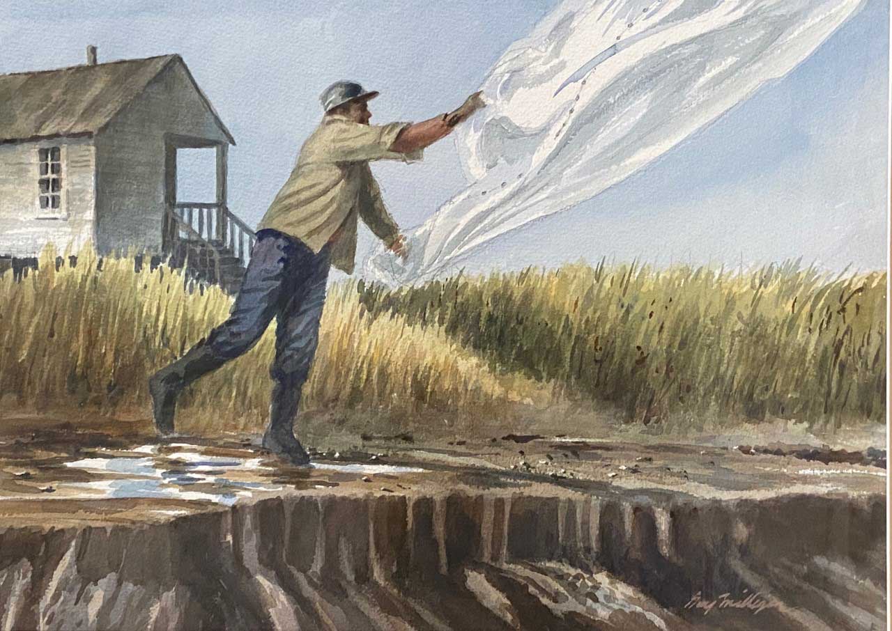 Guy Milligan Cast Net 13x18 Watercolor 1200